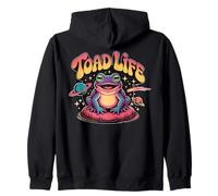 Sapo Vida Feliz Lindo Rana Espacio Dibujos Animados Estrellas Planetas Sudadera con Capucha