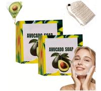 Saponi Yamusa Avocado per la pelle, sapone all'avocado, sapone da bagno nutriente e illuminante all'avocado, pulizia profonda, sapone per viso e corpo da donna per tutti i tipi di pelle (2pcs)