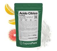 SaporePuro - Ácido Cítrico Monohidratado 200 g | Regulador de pH y Acidulante Alimentario | Sin Gluten | Puro y Soluble | Ideal para Mermeladas y Bebidas