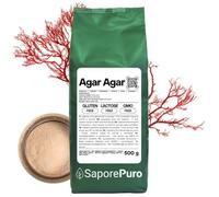 SaporePuro AGAR AGAR en polvo 500 g - Gelificante natural SIN GLUTEN - Ideal para cocina molecular, espesante para postres, mermeladas, flanes y helados