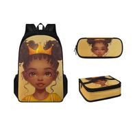 Sapotip Juego de 3 mochilas para niños y niñas con lonchera y estuche para lápices, mochila para escuela primaria, estudiantes de primaria, mochila para adolescentes, African Black Girl-17
