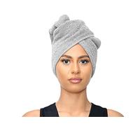 Sapphire Collection Toalla de Secado de Cabello 100% Algodón Suave - Turbante Absorbente Con Lazo y Botón para Spa
