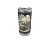 Sapporo Hokkaido Reloj de invierno Japón Ukiyo-e japonés Kanji Vaso térmico de acero inoxidable de doble pared