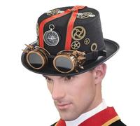Sappunk Top Hats: cómodo sombrero de viajero en el tiempo con gafas | Sombrero de Halloween de disfraces creativos | Sombreros góticos de steampunk para Carnival, Halloween, Celebración del tema