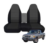 SAPUBK Custom-Fit Front Seat Covers Without Console Replace for 1998-2003 Ford Ranger Pickup 60/40 High Back Seats, Knitted Fabric Composite Soft Foam Lining Airmesh Breathable Seat Cover Cushion