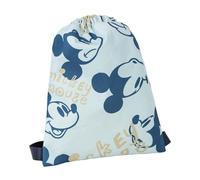 Saquito Escolar Infantil de Mickey Mouse - Color Azul - Cierre de Cordón - 27 x 33 cm - Ideal para la Guardería - Producto Original Diseñado en España