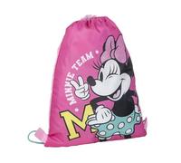 Saquito Escolar Infantil de Minnie Mouse - Color Fucsia - Estampado de Minnie - Cierre de Cordón - 30 x 39 cm - Ideal para la Guardería - Producto Original Diseñado en España