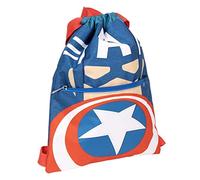 Saquito Infantil del Capitán América - Cierre de Cordón - 27 x 33 cm - Saco Infantil con Bolsillo Delantero - Ideal para la Guardería - Producto Original Diseñado en España