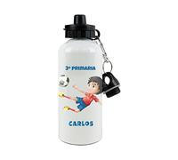 SAQUITOMAGICO Bidón Infantil Personalizado con Nombre - Cantimplora de Aluminio Libre de BPA, 400ml o 600ml - Botella Hermética con 2 Tapones - Regalo Original para Niños, Colegio o Excursiones