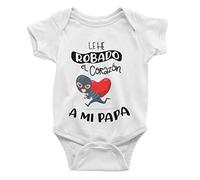 SAQUITOMAGICO Body bebe algodón divertidos para papas y mamas. Bodys con frases graciosas (corazon papa, 6-9 meses)