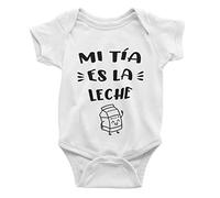 SAQUITOMAGICO Body bebe algodón divertidos para tios y tias. Bodys con frases graciosas (mi tia es la leche, 0-3 meses)