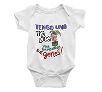 SAQUITOMAGICO Body bebe algodón divertidos para tios y tias. Bodys con frases graciosas (tia loca, 0-3 meses)