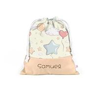 SAQUITOMAGICO Bolsa merienda o almuerzo Infantil Personalizada Sweet Baby para niños o Bebe.Vuelta al Cole (globos)