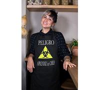 SAQUITOMAGICO Delantal Peligro,Aprendiz de Chef,para Ese cocinillas Peligroso. (Negro)