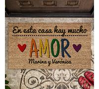 SAQUITOMAGICO Felpudos Personalizados Divertidos y Originales para hogares con Mucho Amor (Mucho Amor Arcoiris)
