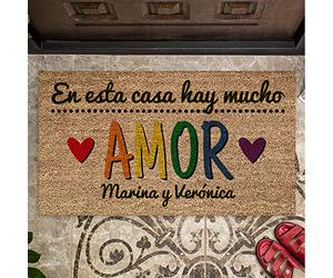 SAQUITOMAGICO Felpudos Personalizados Divertidos y Originales para hogares con Mucho Amor (Mucho Amor Arcoiris)