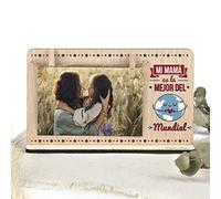 SAQUITOMAGICO Marco de Fotos a Todo Color Dia de la Madre.Marco cuelga Fotos 10 x 15 cm con Pinzas de Madera.Regalo Original para Las Mejores Madres del Mundo (Mundo Mundial)