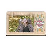 SAQUITOMAGICO Marco de Fotos a Todo Color Dia de la Madre.Marco cuelga Fotos 10 x 15 cm con Pinzas de Madera.Regalo Original para Las Mejores Madres del Mundo (Besos Mama)