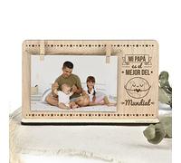 SAQUITOMAGICO Marco de Fotos para Papá | Portafotos de Madera con Pinzas y Soporte | Regalo Original y Emotivo para Cumpleaños, Día del Padre o Navidad