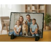 SAQUITOMAGICO Portafotos de piedra natural de pizarra personalizado con tu foto.-Familia-Parejas (14 x 22)