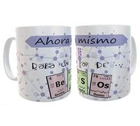 SAQUITOMAGICO Taza Desayuno con Frases graciosas para Amantes de la Tabla periodica .Ahora Mismo te daba un par de Besos...