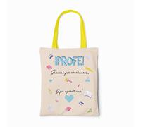 SAQUITOMAGICO Tote Bag para Profesores - Bolsa Reutilizable de Algodón con Asas Largas - Regalo Original para Maestros, Fin de Curso o Día del Maestro (profe 8)