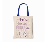 SAQUITOMAGICO Tote Bag para Profesores - Bolsa Reutilizable de Algodón Natural con Asas Largas Reforzadas - Regalo Original para Maestros, Fin de Curso, Día del Maestro o Agradecimiento Escolar