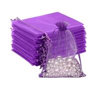 Saquitos de regalo de organza, 100 unidades, bonitas bolsas para entregar regalos a sus invitados, 10 cm x 15 cm, morado, Lila