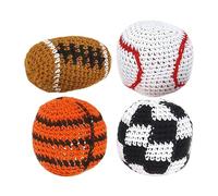 Saquitos Frijoles Lanzables - Pack de 4 con Tema Deportivo Colorido - Pelotas De Footbag para Malabares,Interior, Exterior, Patio, Jardín, Playa, Césped, Parque, y Reuniones Familiares