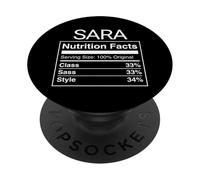 Sara Información Nutricional Clase SASS Estilo Divertido Nombre Parodia PopSockets PopGrip Adhesivo