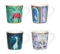 Sara Miller India Collection - Juego de 4 tazas