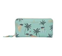 Sara Miller London Cartera con cremallera alrededor, bolso de mano para mujer, bolsillo para monedas y tarjetero, piel sintética, Avestruz azul menta, L, Contemporáneo