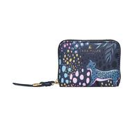 Sara Miller London Cartera con cremallera alrededor, bolso de mano para mujer, bolsillo para monedas y tarjetero, piel sintética, Azul leopardo medianoche, S, Contemporáneo