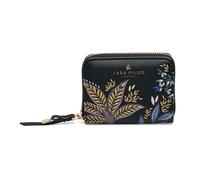 Sara Miller London Cartera con cremallera alrededor, bolso de mano para mujer, bolsillo para monedas y tarjetero, piel sintética, Negro botánico, S, Contemporáneo