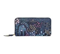 Sara Miller London Cartera con cremallera alrededor, bolso de mano para mujer, bolsillo para monedas y tarjetero, piel sintética, Azul leopardo medianoche, L