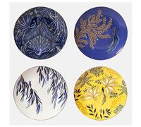 Sara Miller London Juego de 4 platos para tarta de aniversario, adornados con detalles de oro de 22 quilates