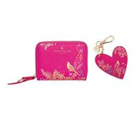 Sara Miller London Juego de regalo de cartera para mujer, tarjetero y llavero, piel sintética, Pájaros rosados