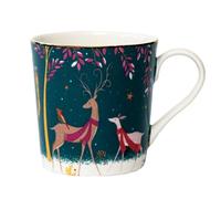 Sara Miller London Woodland Tales - Taza con diseño de ciervo y petirrojo, color verde