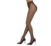 Sarah Borghi Medias de mujer velado 20 denier, medias con cuerpo efecto bikini de licra y punta reforzada, fabricadas en Italia, Castor, L