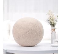 Sarah Duke Cojín redondo 3D de peluche, cojín decorativo, cojín redondo de peluche, cojín decorativo, cojín astético para sala de estar, dormitorio (beige)