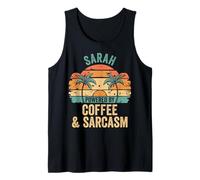 SARAH Vibes Only Cute Retro Girls SARAH Name Camiseta sin Mangas