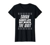 Sarah Worth The Wait Nombre Divertido Sarah Saying Camiseta gráfica económica, Mujer, Negro, XL