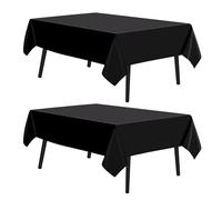 SARAHLOUISEJENKINSLTD Paquete De 2 Manteles Rectangulares De Tela De Poliéster Rectangular De 56"x108" Pulgadas,Mantel Negro Lavable para Boda,Banquete,Restaurante,Buffet,Fiestas Y Camping