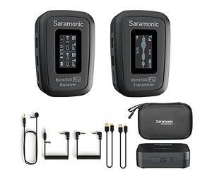 Saramonic Advanced 2.4 GHz Wireless Clip-On Microphone System con lavalier y Receptor de Doble Canal para cámaras, Dispositivos móviles y más (Blink 500 Pro B1), Negro