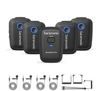 Saramonic Blink 500 T4 versión para 4 personas, micrófono Lavalier inalámbrico, para escenarios de disparo multipersona, 2.4 GHz, sonido de 24 bits, para DSLR, videocámara, smartphone, YouTube