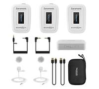 Saramonic Blink500 Pro - Micrófono de Solapa inalámbrico de Doble Canal para cámara de vídeo DSLR, Android, iPhone, Tablet, Ordenador, grabación, Facebook, Youtube, Podcast y Vlog, Color Blanco