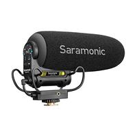 Saramonic Escopeta supercardioide Pro Advanced en la cámara con Ganancia de 3 etapas, filtros de 75/150 Hz, Refuerzo de Alta frecuencia, Encendido/Apagado automático, Salida de Auriculares y batería