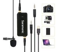 Saramonic Mono/Stereo Micrófono de Solapa de 2 Canales entrevista Multifuncional Micrófono de Solapa omnidireccional de Condensador para iPhone, iPad, Android, DSLR, cámara Canon Sony, GoPro 3 4