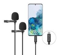 Saramonic LavMicro U3C Micrófono digital omnidireccional de solapa con clip de doble cabezal con conector USB tipo C Compatible con iPad Pro, Mac PC, Samsun, otros teléfonos inteligentes tipo USB-C