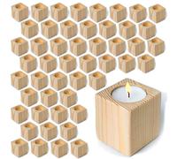 Sarap Portavelas de madera - Portavelas de madera rústica a granel - 50 piezas para centros de mesa, decoración de boda, decoraciones de chimenea y fiestas